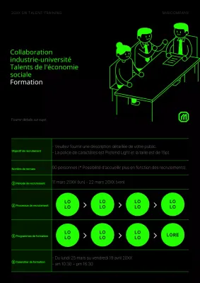 Un argumentaire de recrutement simple, en rouge et noir, pour les connexions d'emploi