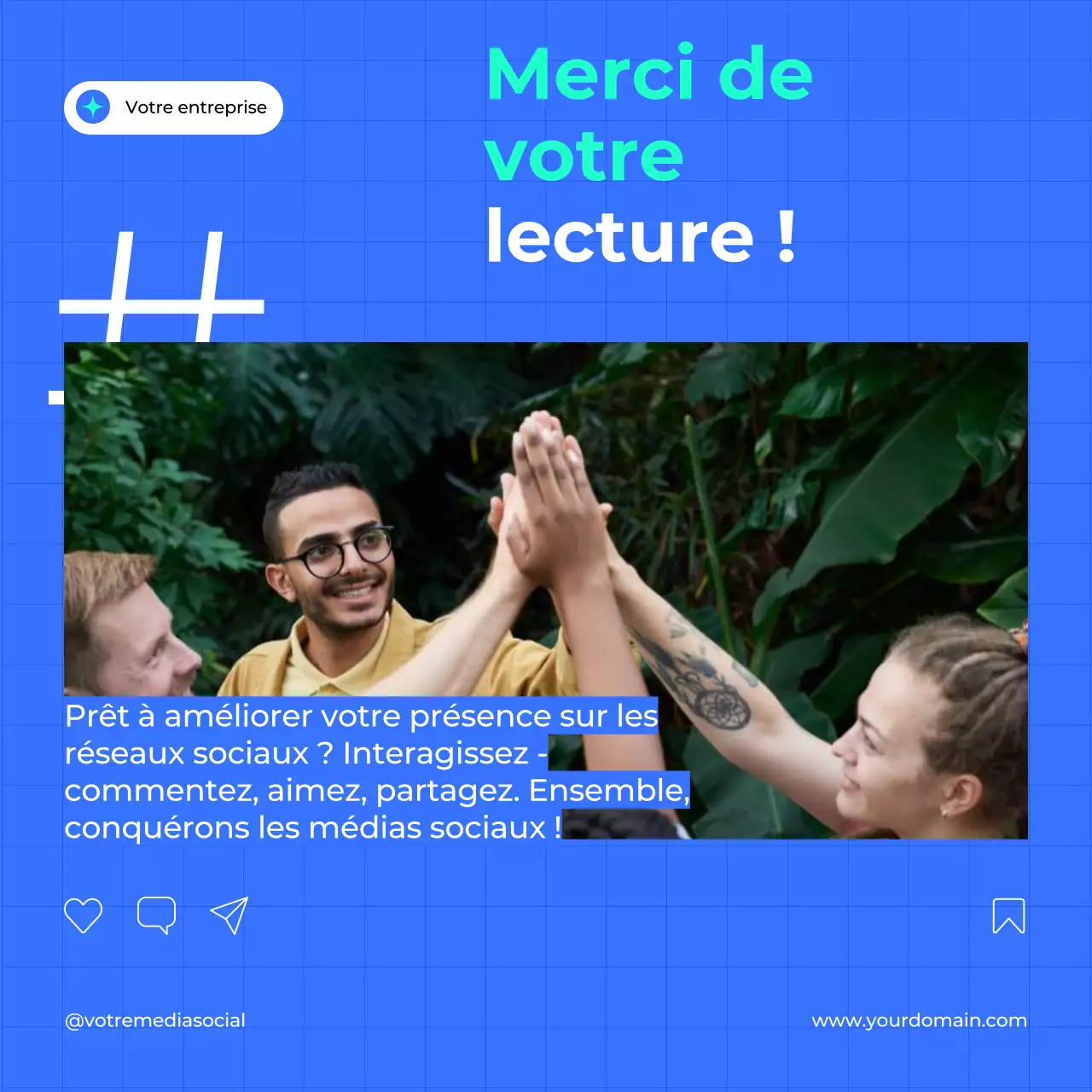 Bleu et blanc Guide de stratégie marketing efficace pour les médias sociaux