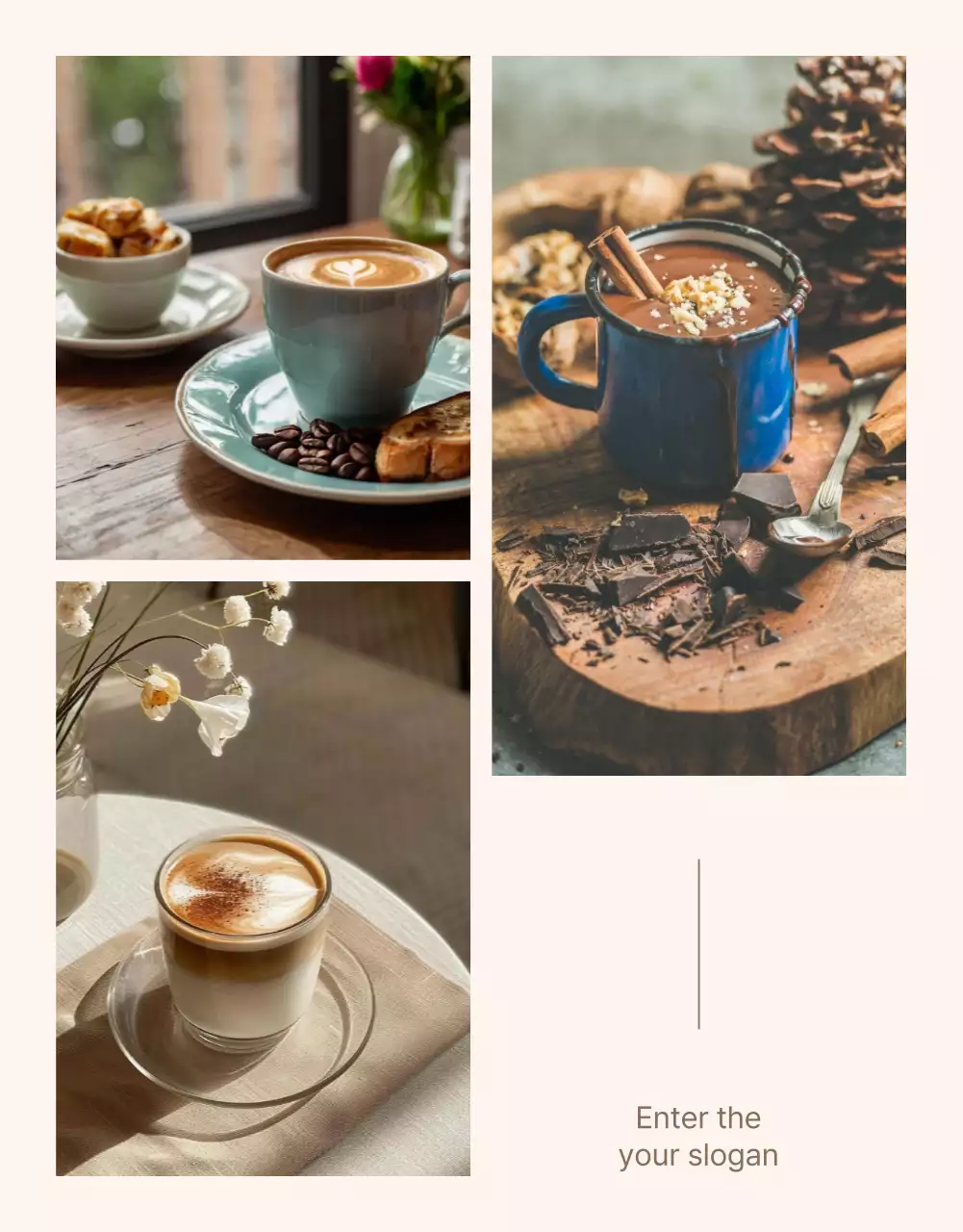 ベージュ シンプル カフェ メニュー 詳細ページ