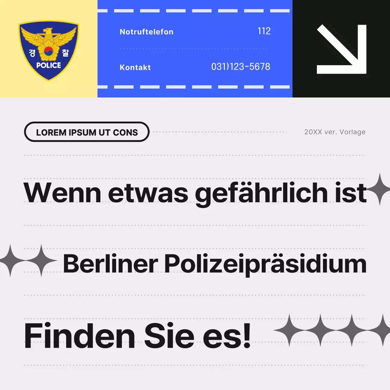 Förderung eines einfachen blau-gelben Polizei-Newsletters