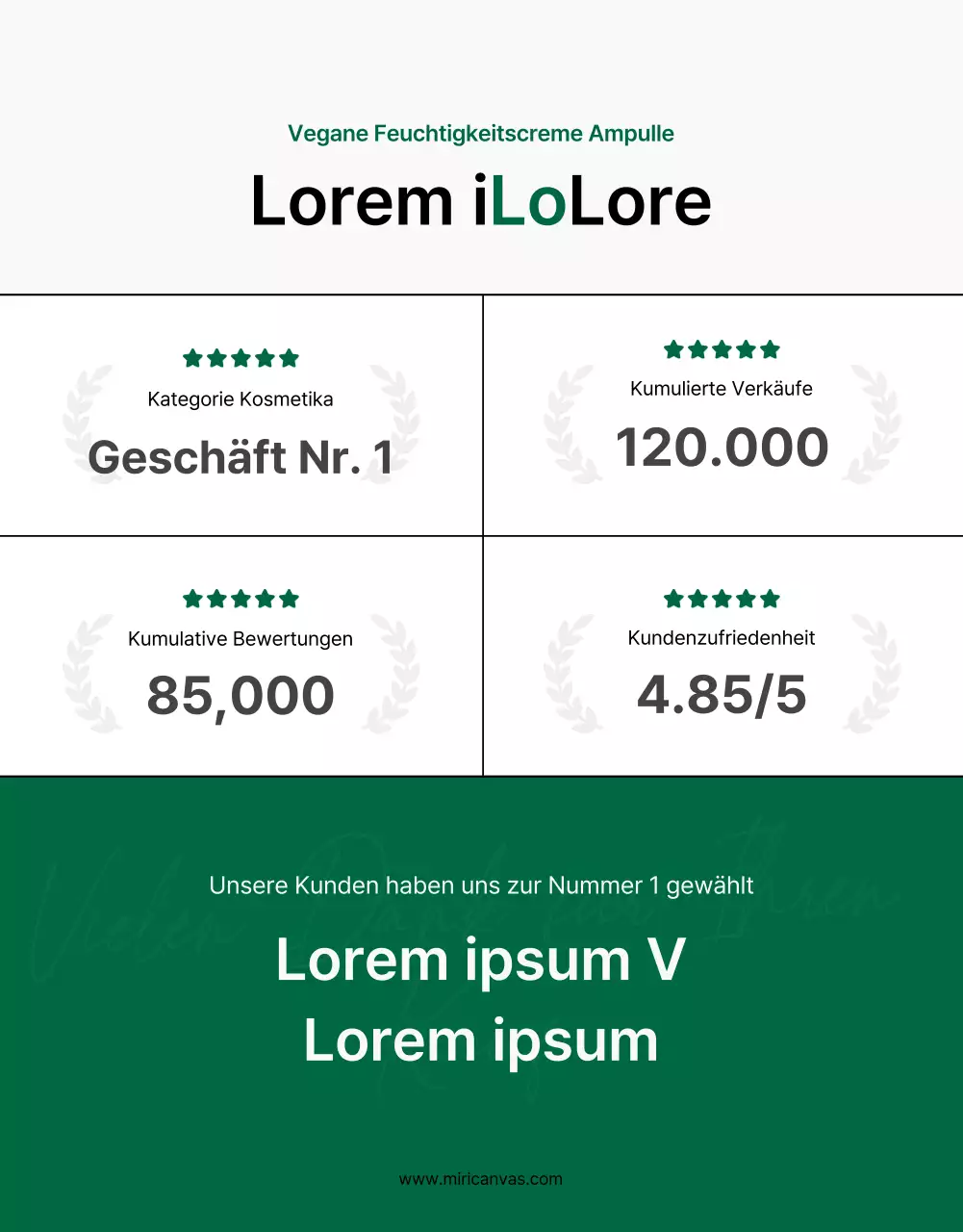 Förderung einer einfachen grün-weißen Intro-Seite für Naturkosmetik