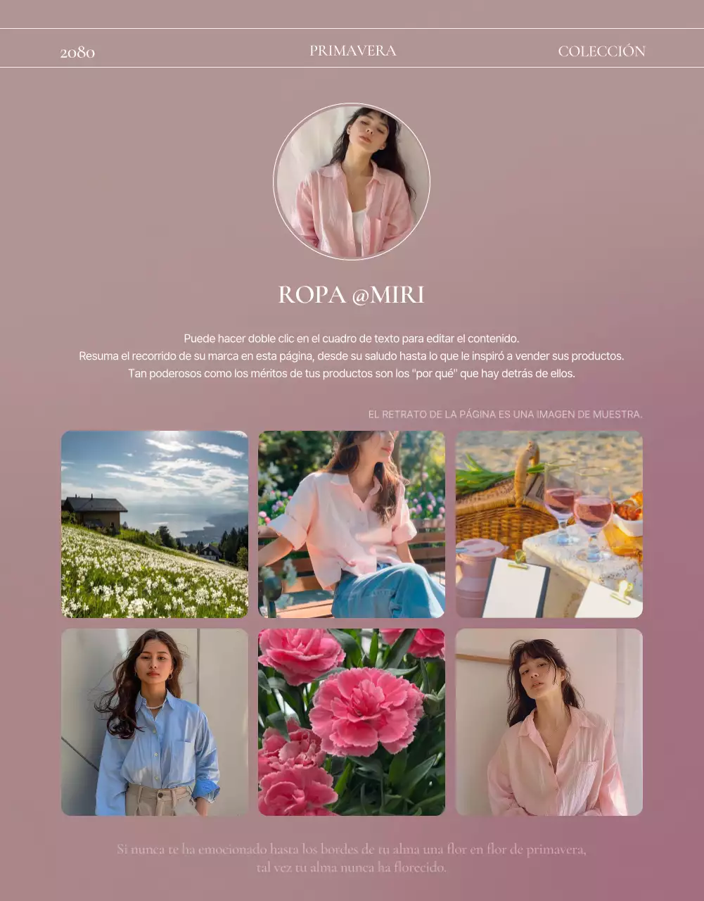 Promocione las páginas de productos de moda de primavera en rosa