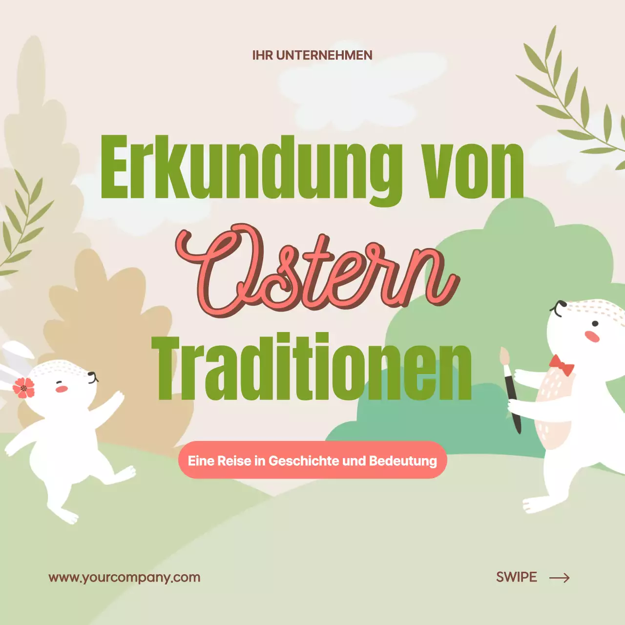 Beige und Grün Charmant Ostern Tag Origins Werbung
