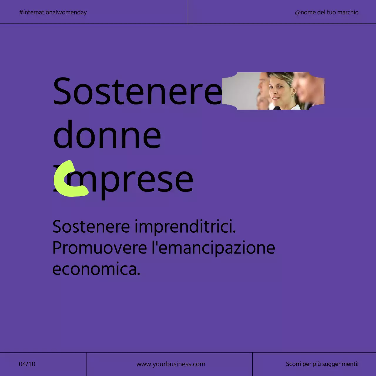 Campagna per la Giornata internazionale della donna in viola e neon moderno