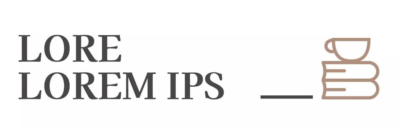 Semplice caffè studio con caffè marrone e illustrazioni di linee di libri