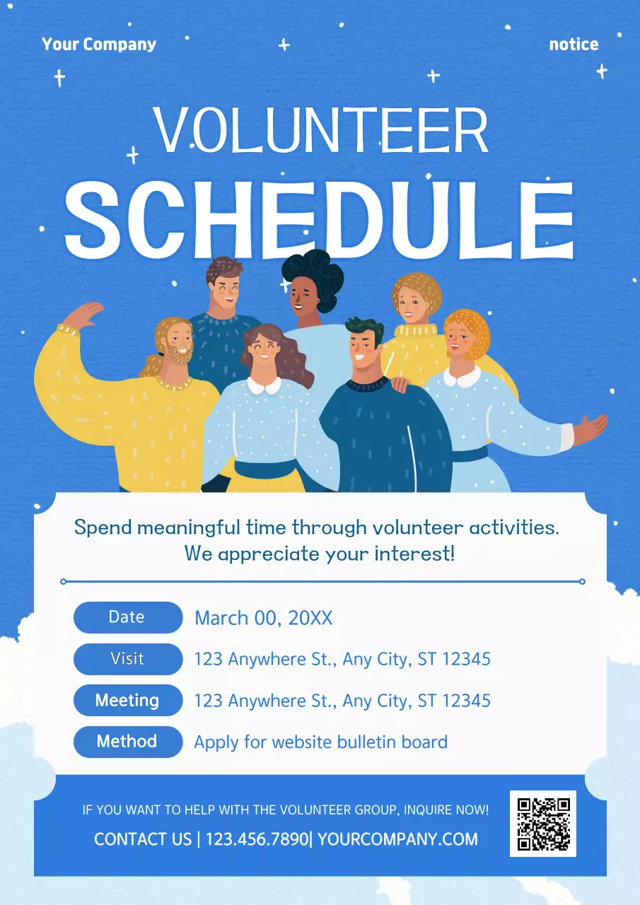 Blue Minimal Volunteer Announcement Poster