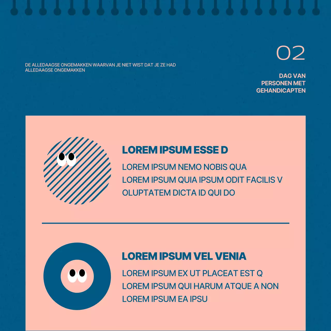Geometrische Gehandicapten Dagpost in warm roze en geel