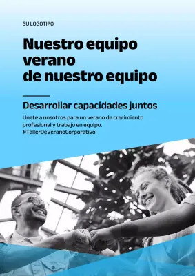 Promueva un moderno taller de verano en azul claro