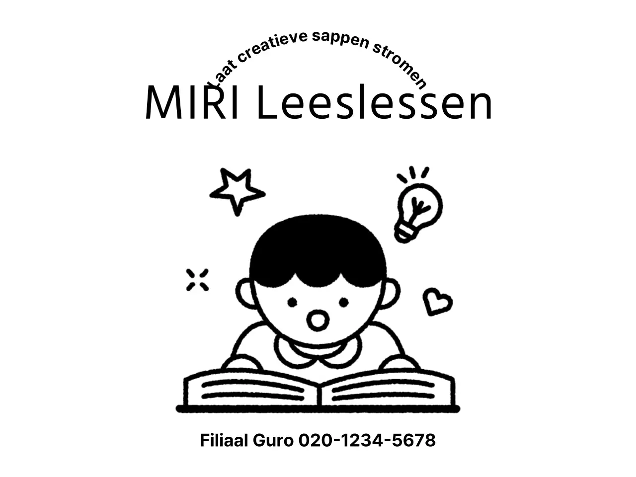 Promotioneel schoolontwerp met illustratie van een kind dat een boek leest