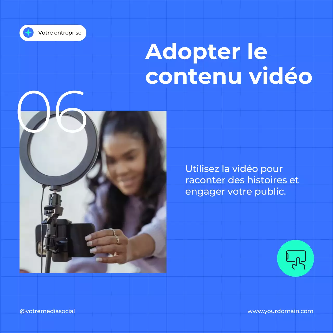 Bleu et blanc Guide de stratégie marketing efficace pour les médias sociaux