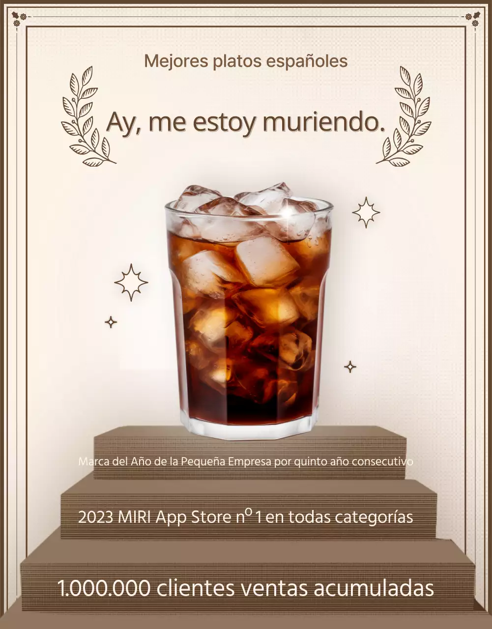 Anuncio vintage de cafetería panadería en marfil y beige