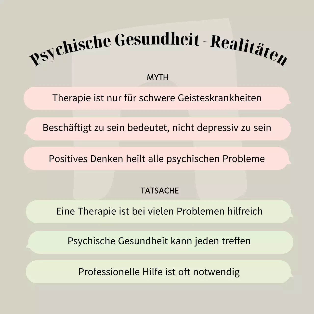 Rosa und Beige Leitfaden zur psychischen Gesundheit Mythen und Fakten