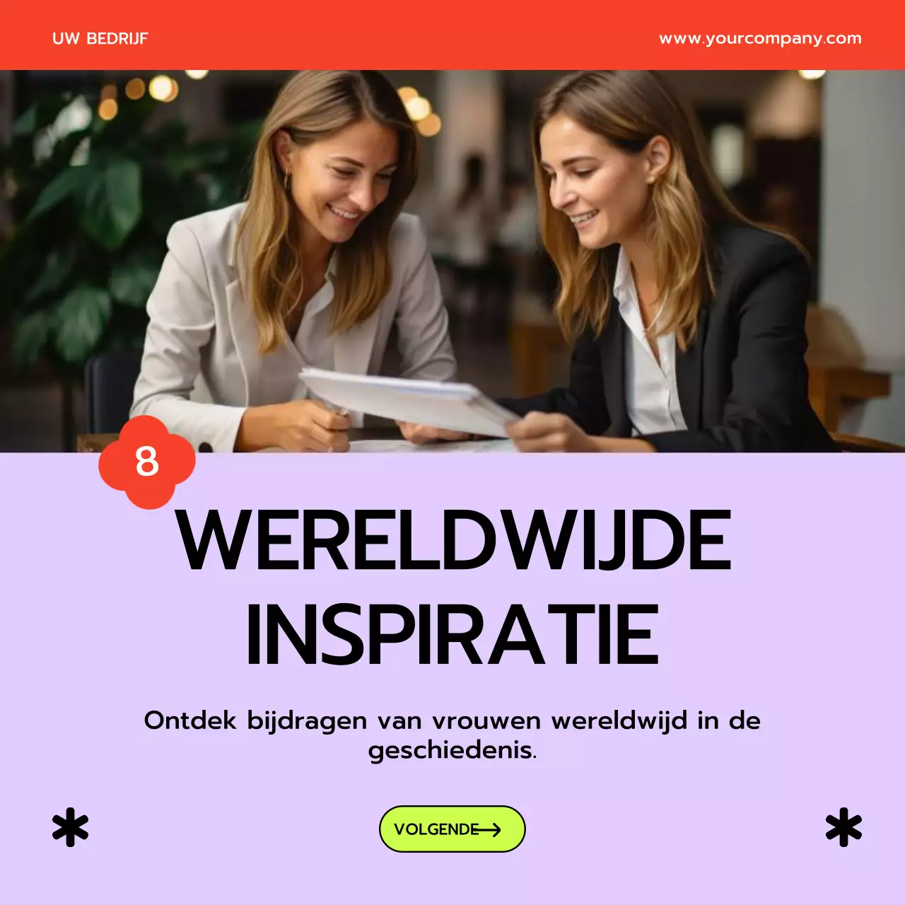 Paars en Geel Pop-thema Vrouwenmaand Tips Publiciteit