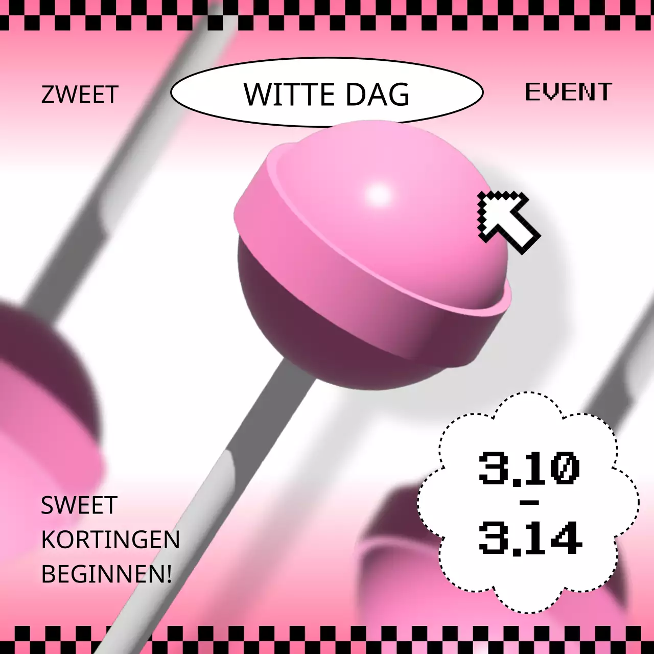 Promoot een kitscherige witte dag in roze en zwart