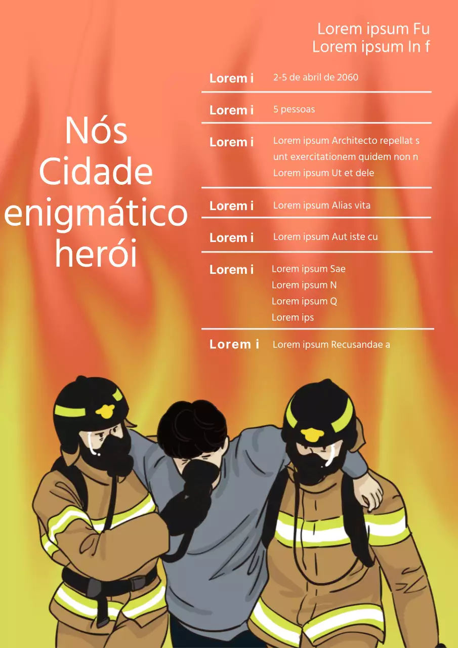 Um simples aviso de recrutamento de bombeiros amarelo e laranja