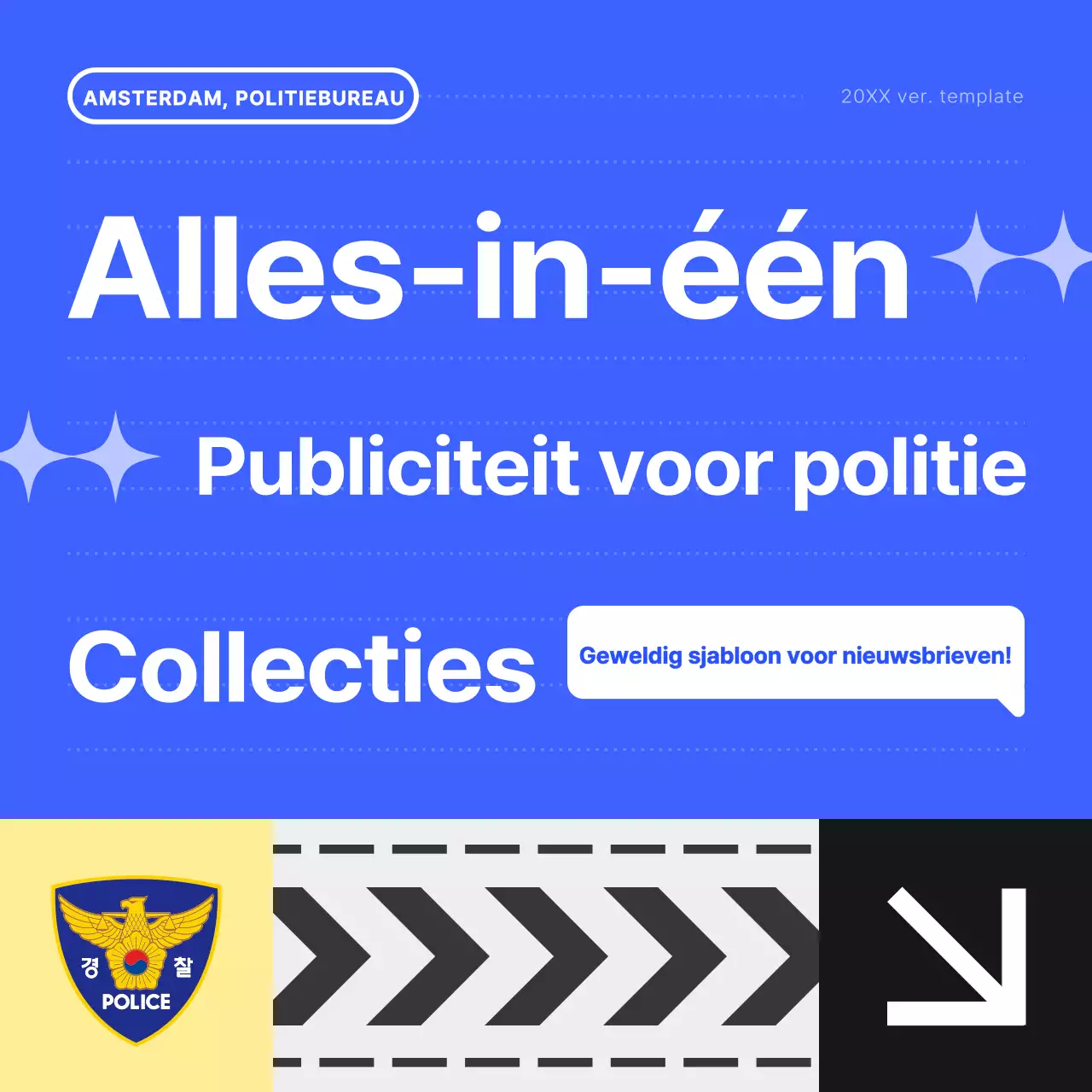 Een eenvoudige blauwgele nieuwsbrief van de politie promoten