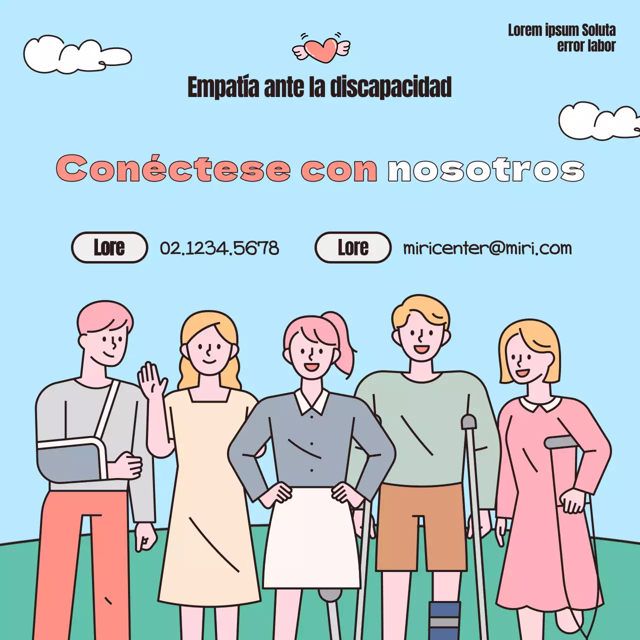 Promover los actos del Día de Concienciación sobre la Discapacidad en azul claro y rojo