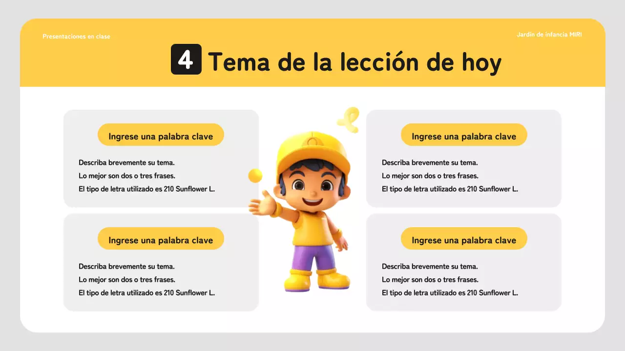 Plan sencillo de clases de preescolar en amarillo y blanco