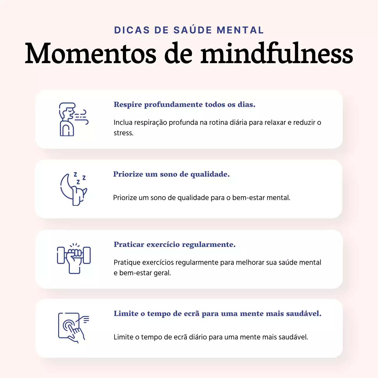 Guia de sugestões de saúde mental minimalista Ivory and Blue