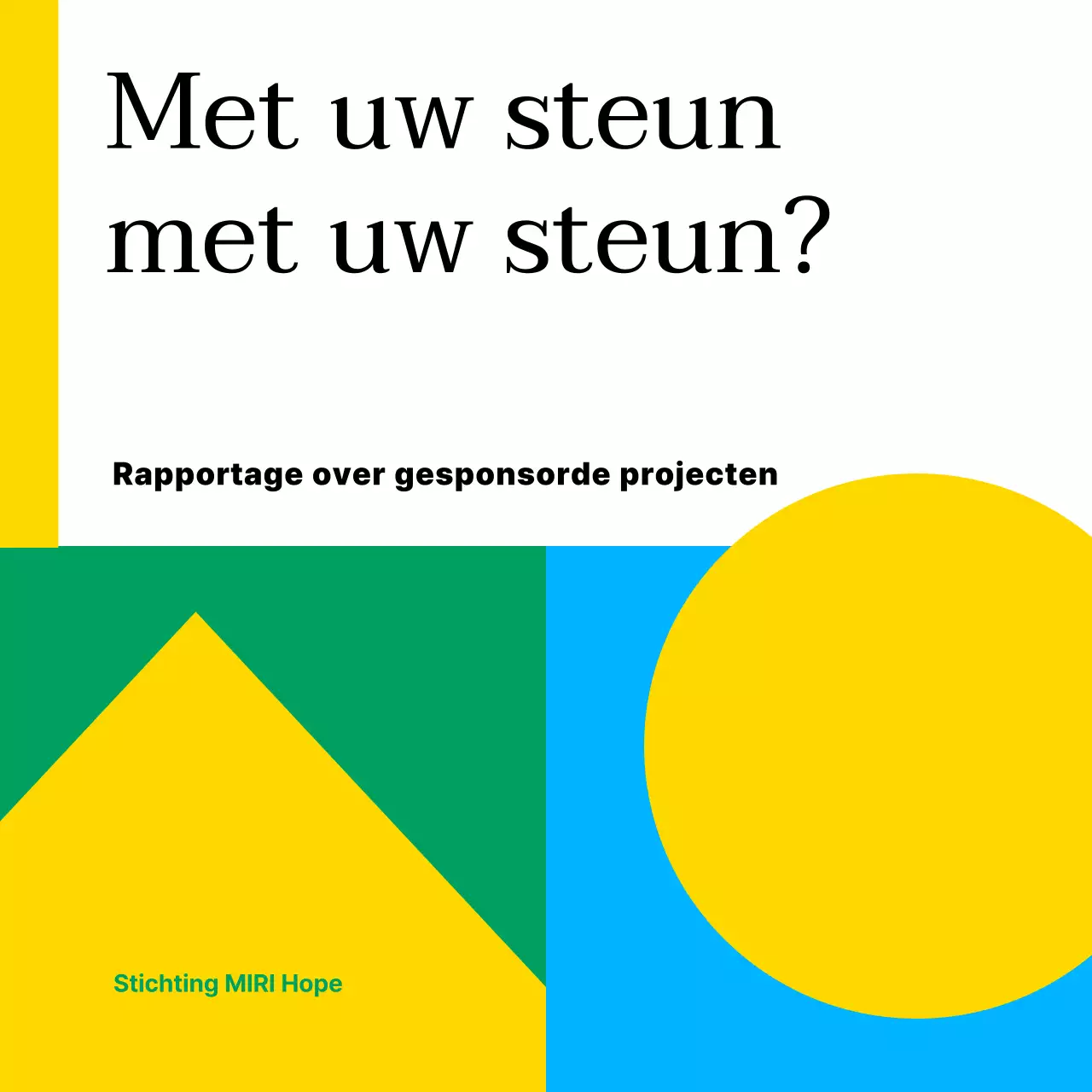 Een eenvoudige geel met blauwe non-profit aankondiging van sponsoring door openbare instellingen
