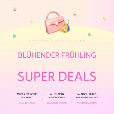 Eine moderne Frühlingsausverkaufsanzeige in Rosa und Lila