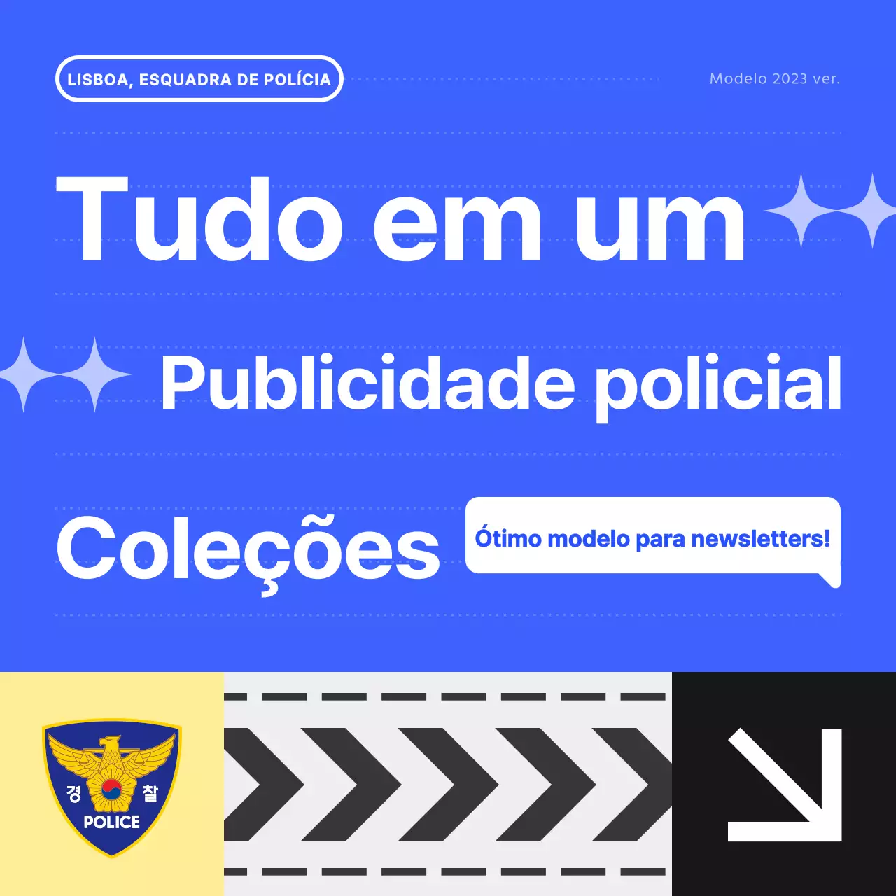 Promover um simples boletim informativo azul e amarelo da polícia