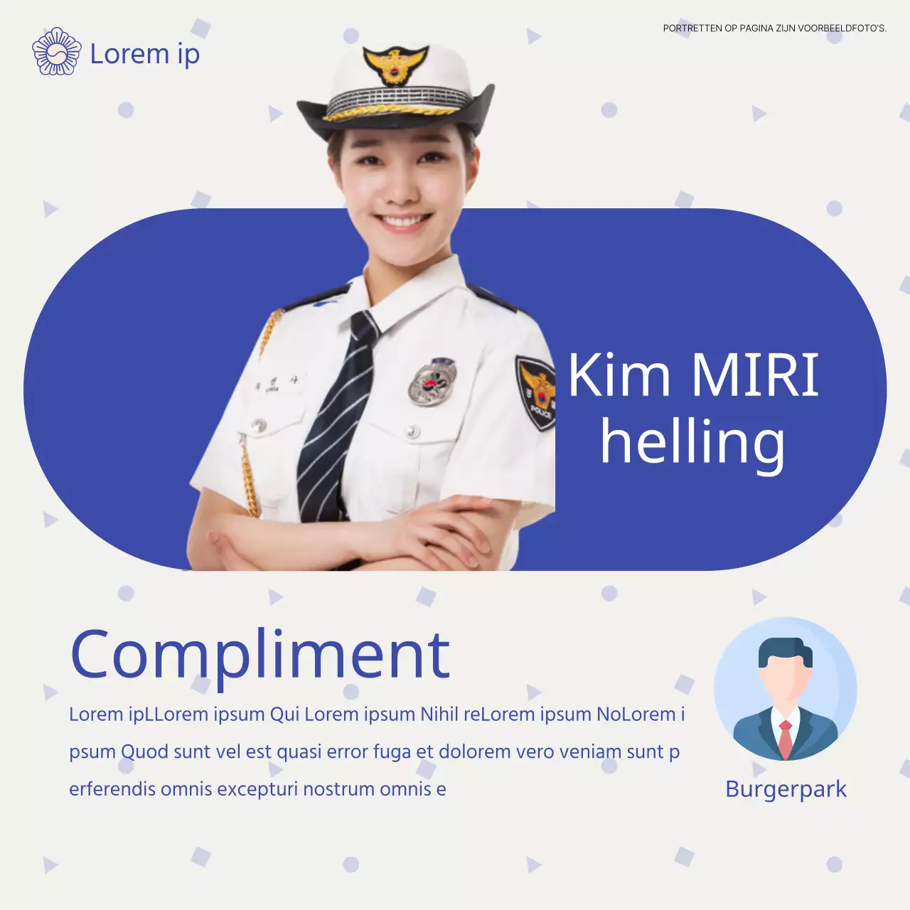 Promoot politie-inhoud in blauw en wit