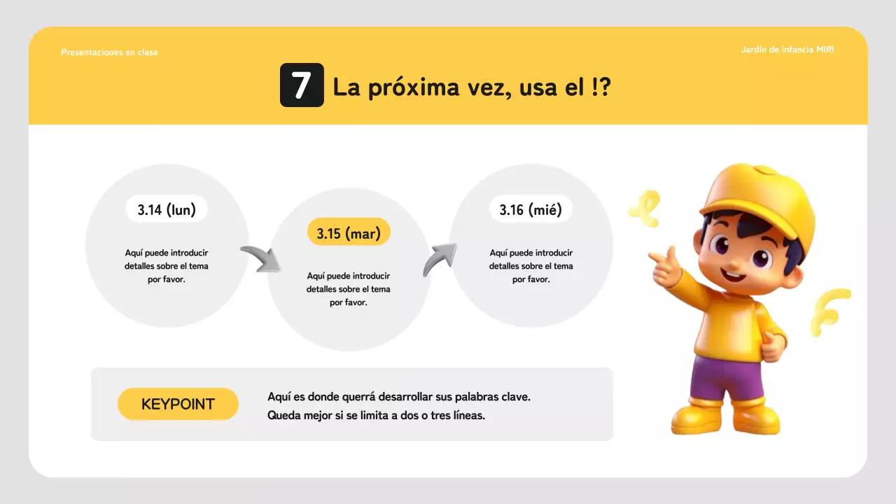 Plan sencillo de clases de preescolar en amarillo y blanco