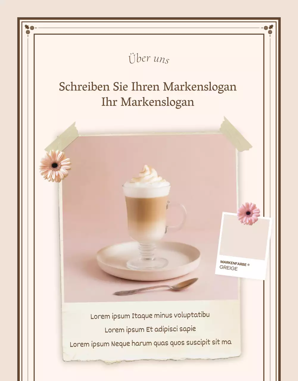 Introseite oder Anzeige für Vintage-Detailseiten in Elfenbein und Beige