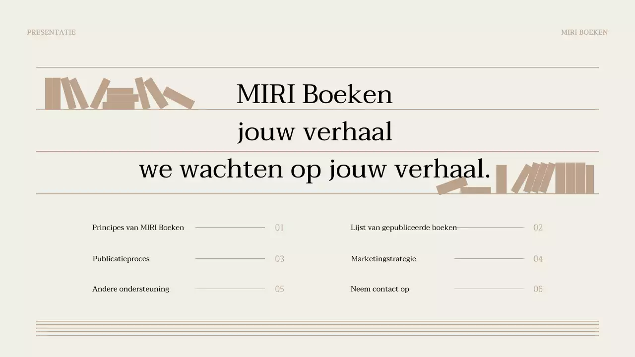 Een eenvoudig boekvoorstel in bruin en beige