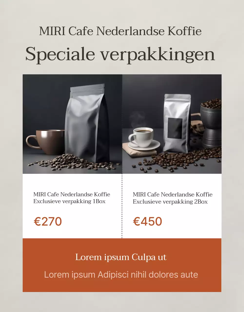 Promoot moderne Nederlandse koffie op een bruine achtergrond