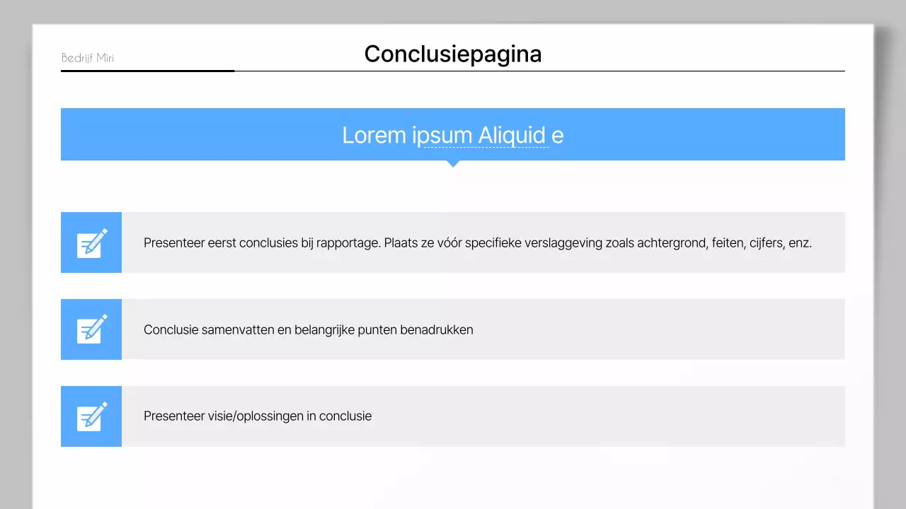 Een eenvoudig bedrijfsrapport in blauw en grijs