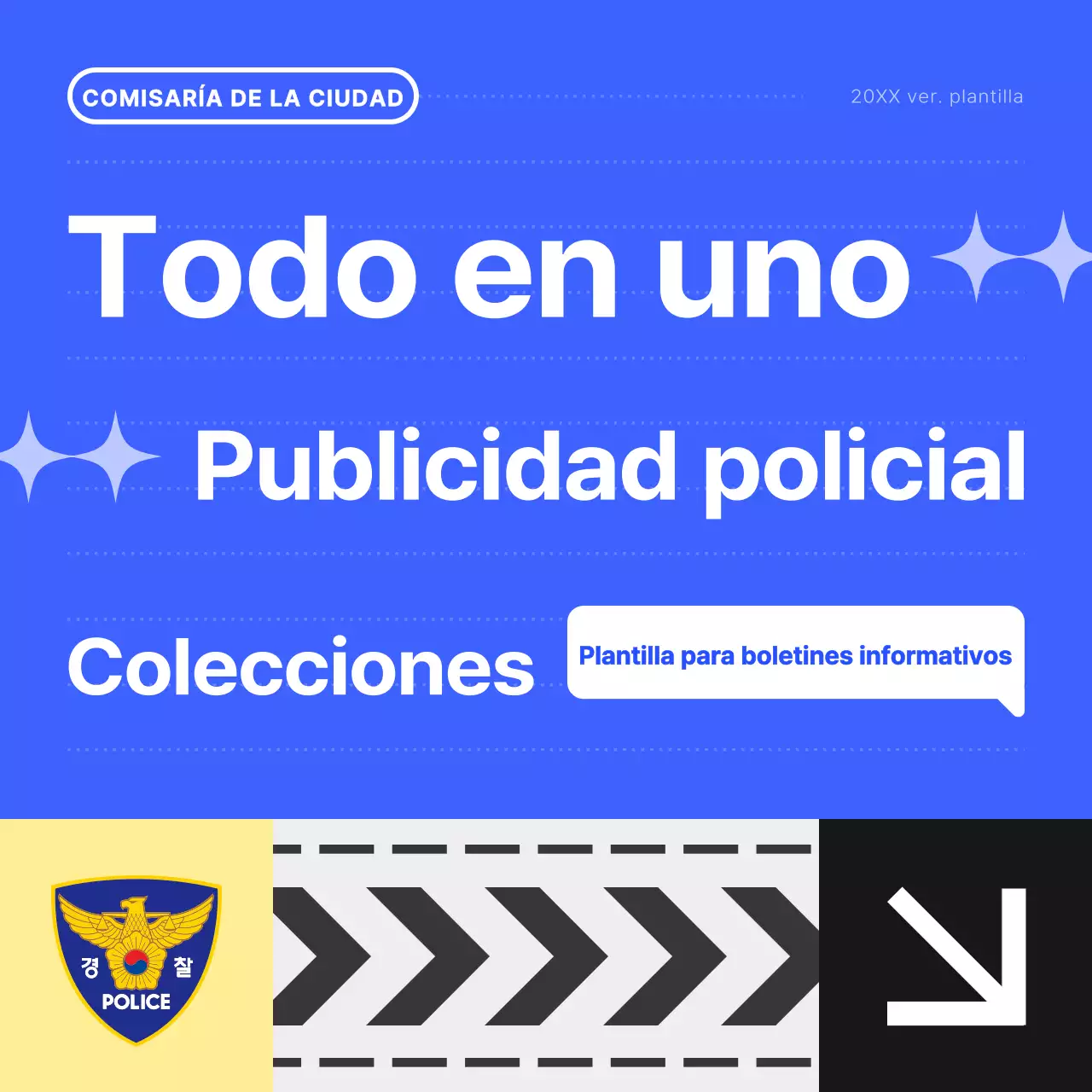 Promover un sencillo boletín policial azul y amarillo