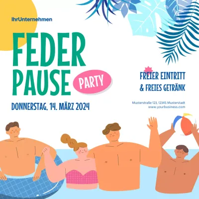 Blaue und grüne tropische Spring Break Party Anzeige