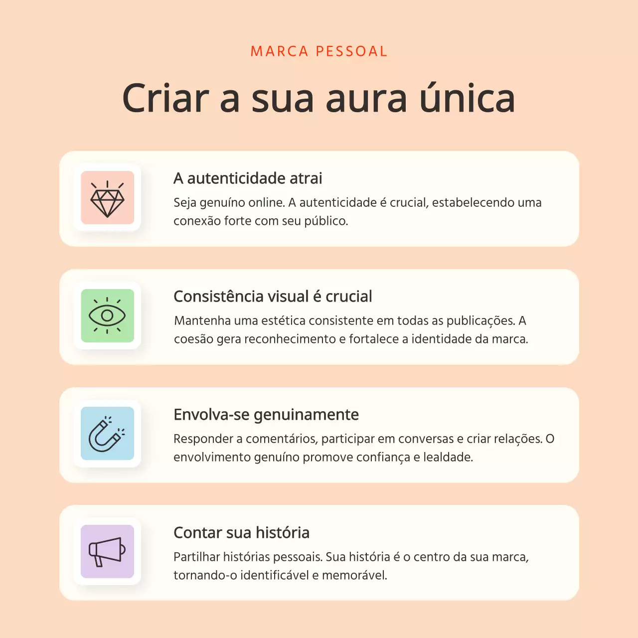 Guia infográfico de dicas mínimas de marca pessoal bege