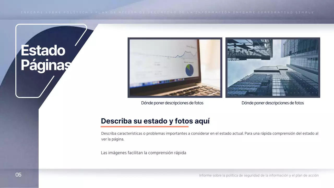 Un sencillo informe corporativo en azul marino