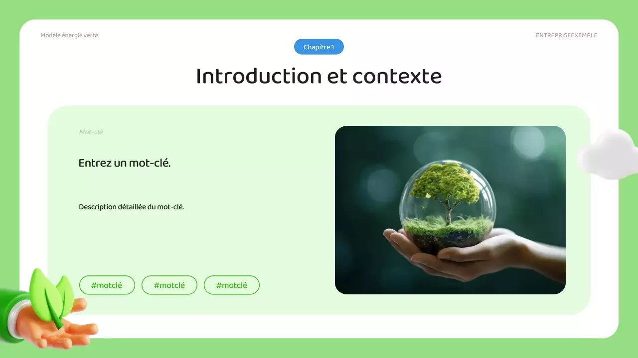 Un plan d'affaires ESG simple en vert et bleu