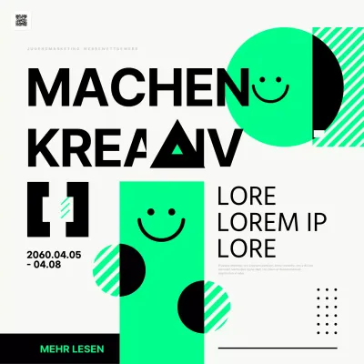 Werbung für trendige Jugendmarketing-Wettbewerbe in fluoreszierenden und schwarzen Farben