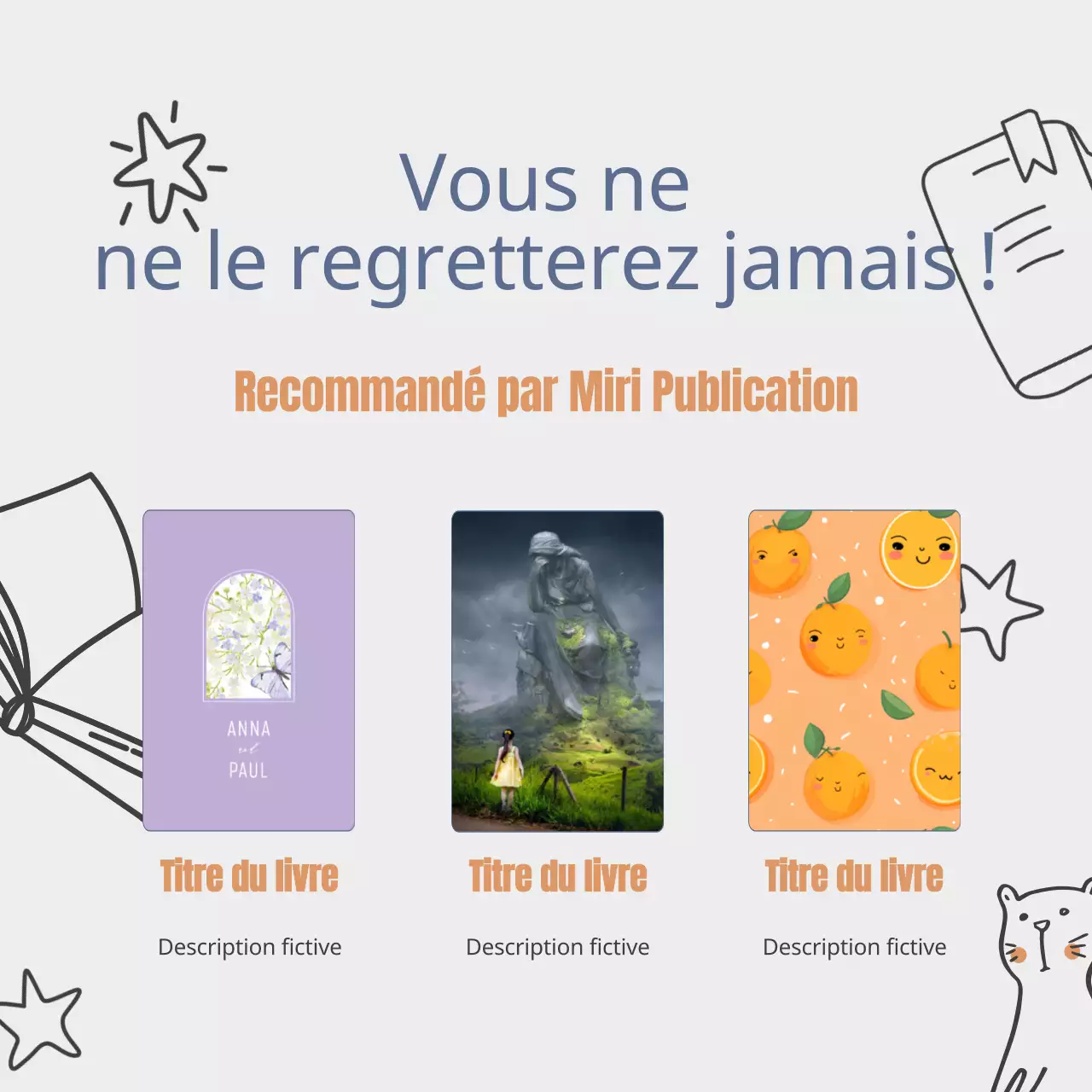 Recommandations de livres simples bleu et orange Annonce