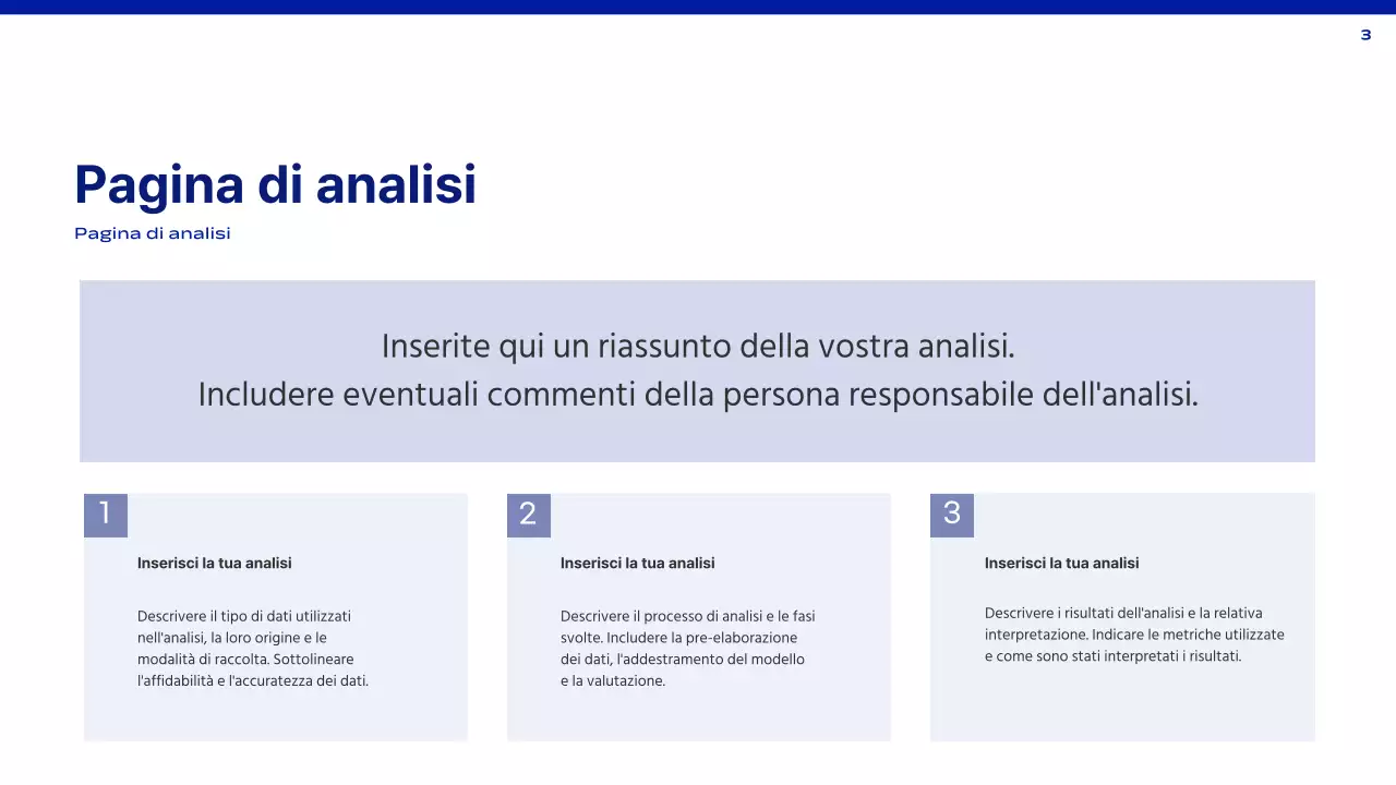 Una relazione semplice in blu e bianco