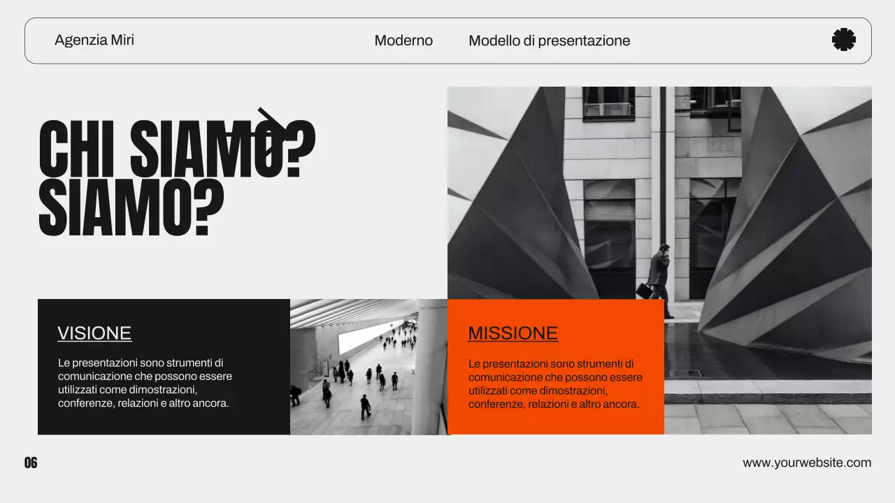 Portafoglio creativo di design grafico moderno arancione e nero