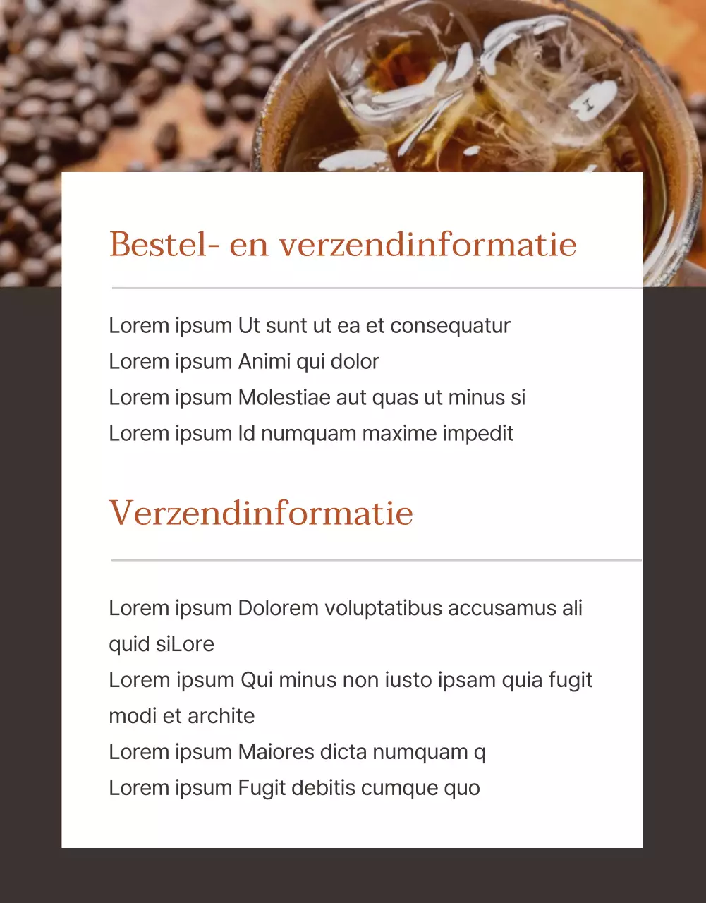 Promoot moderne Nederlandse koffie op een bruine achtergrond