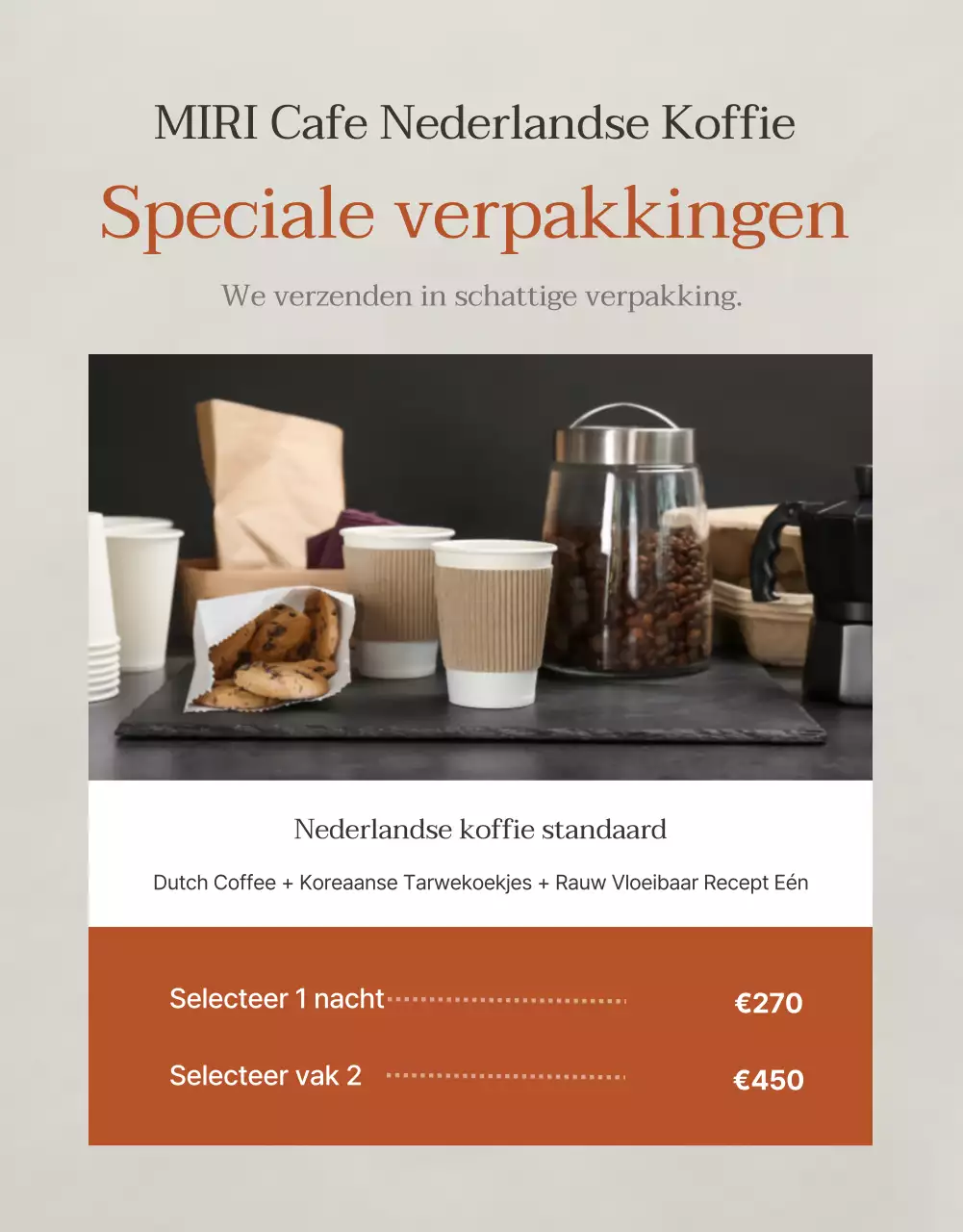 Promoot moderne Nederlandse koffie op een bruine achtergrond