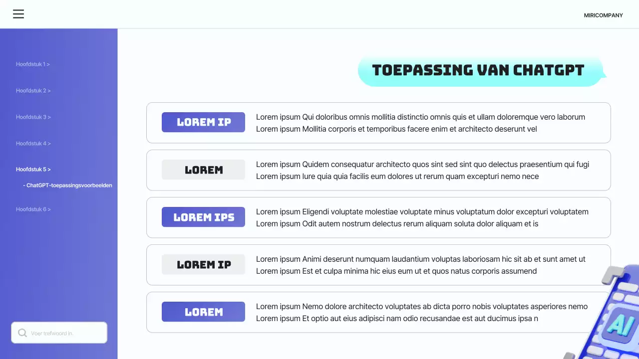 Een eenvoudige blauwe en lichtblauwe introductie tot ChatGPT