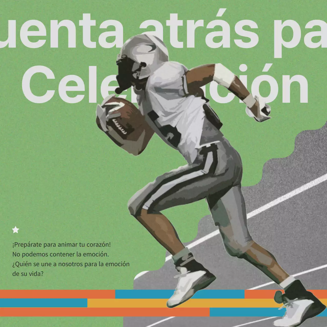 Anuncio deportivo vintage en verde y morado