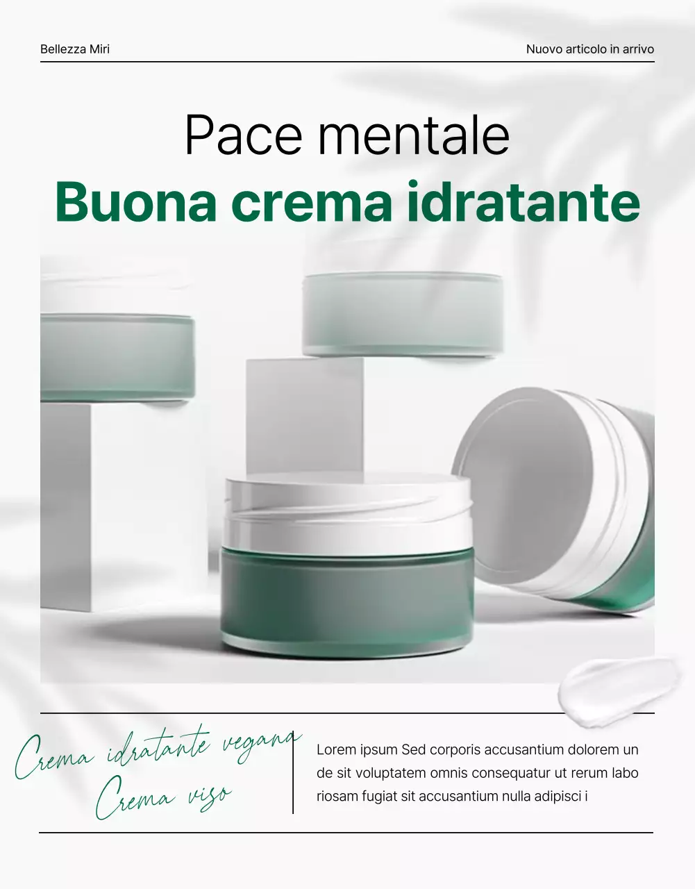 Promuovere cosmetici semplici e naturali in verde e bianco
