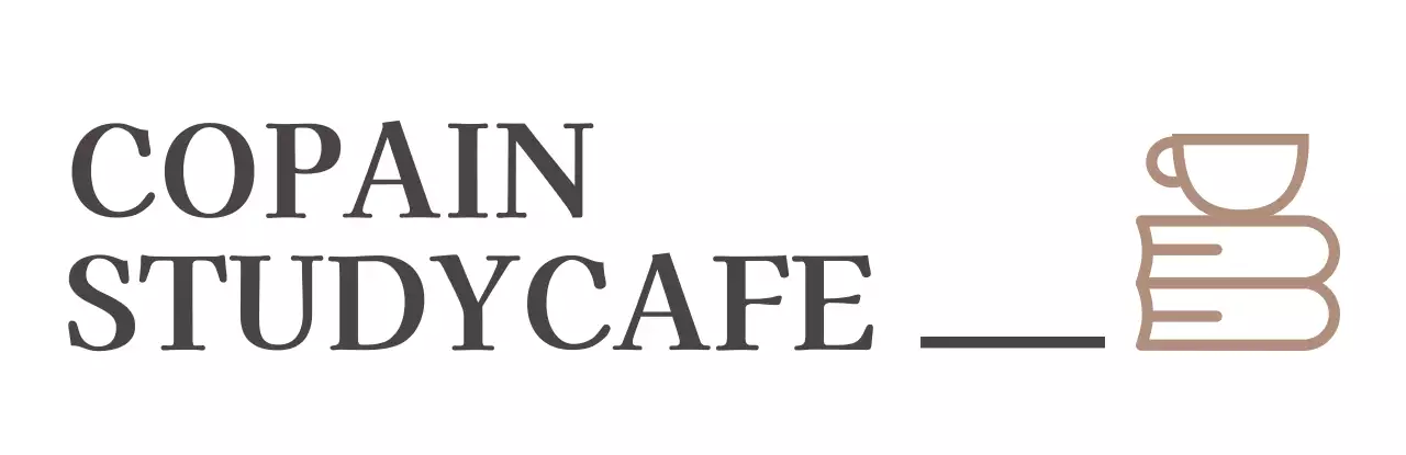 Café d'étude simple avec café brun et illustrations de lignes de livres