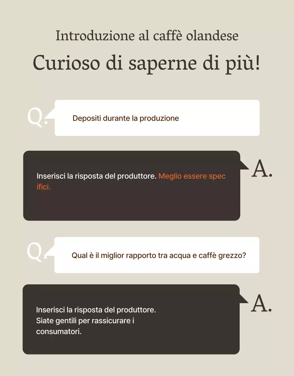 Promuovere il caffè olandese moderno su sfondo marrone