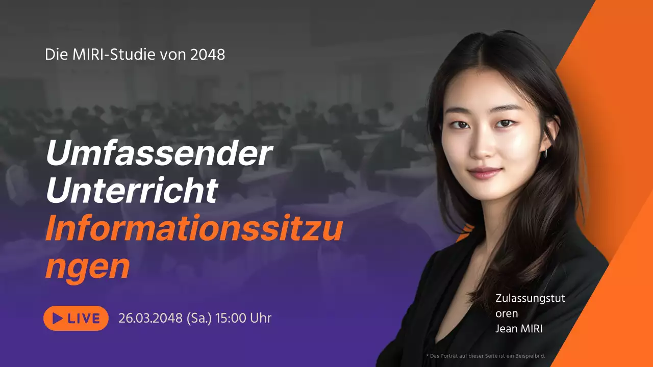 Förderung einer einfachen Informationsveranstaltung in Orange und Lila für Schulen