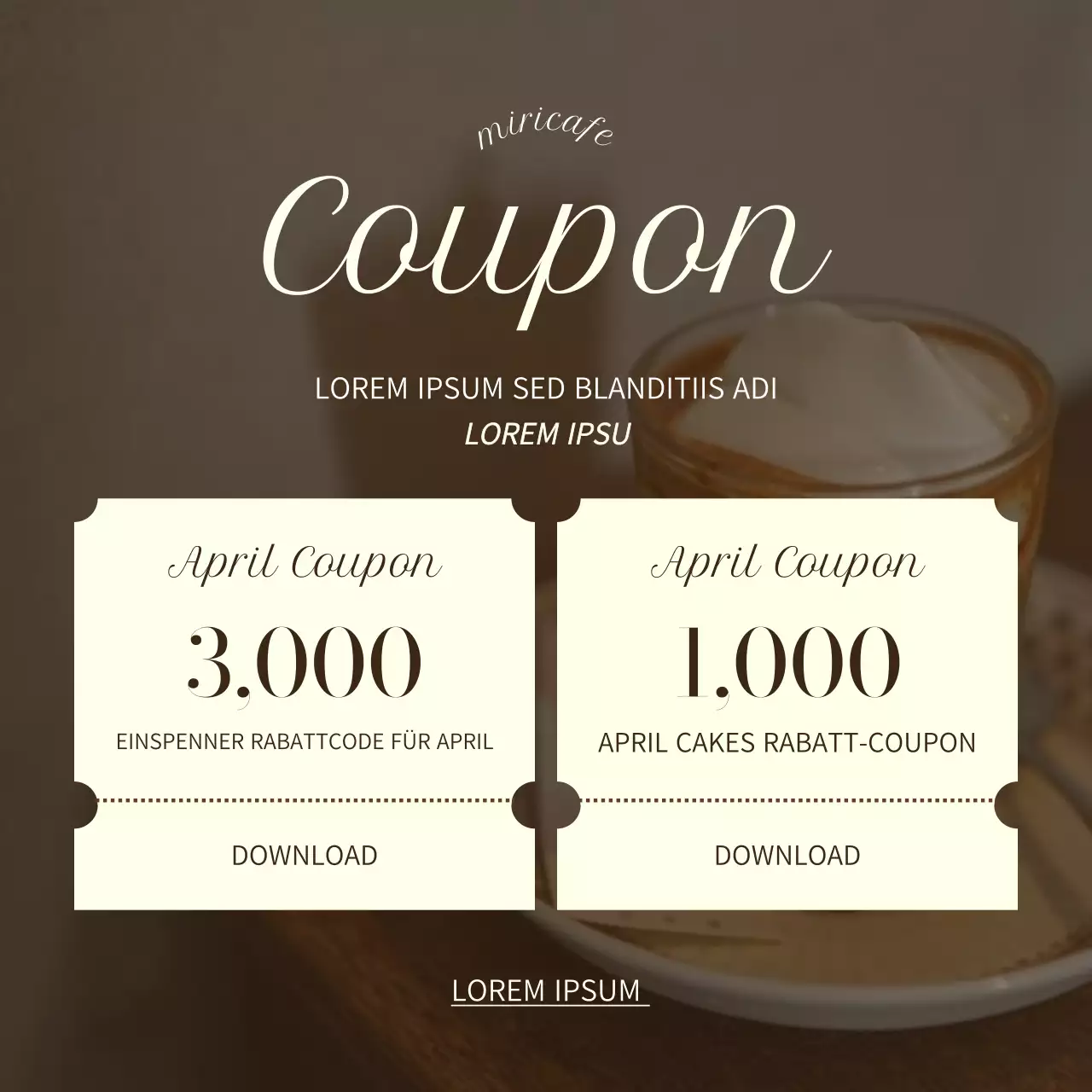 Eine klassische Cafe-Ansage in Braun und Beige.